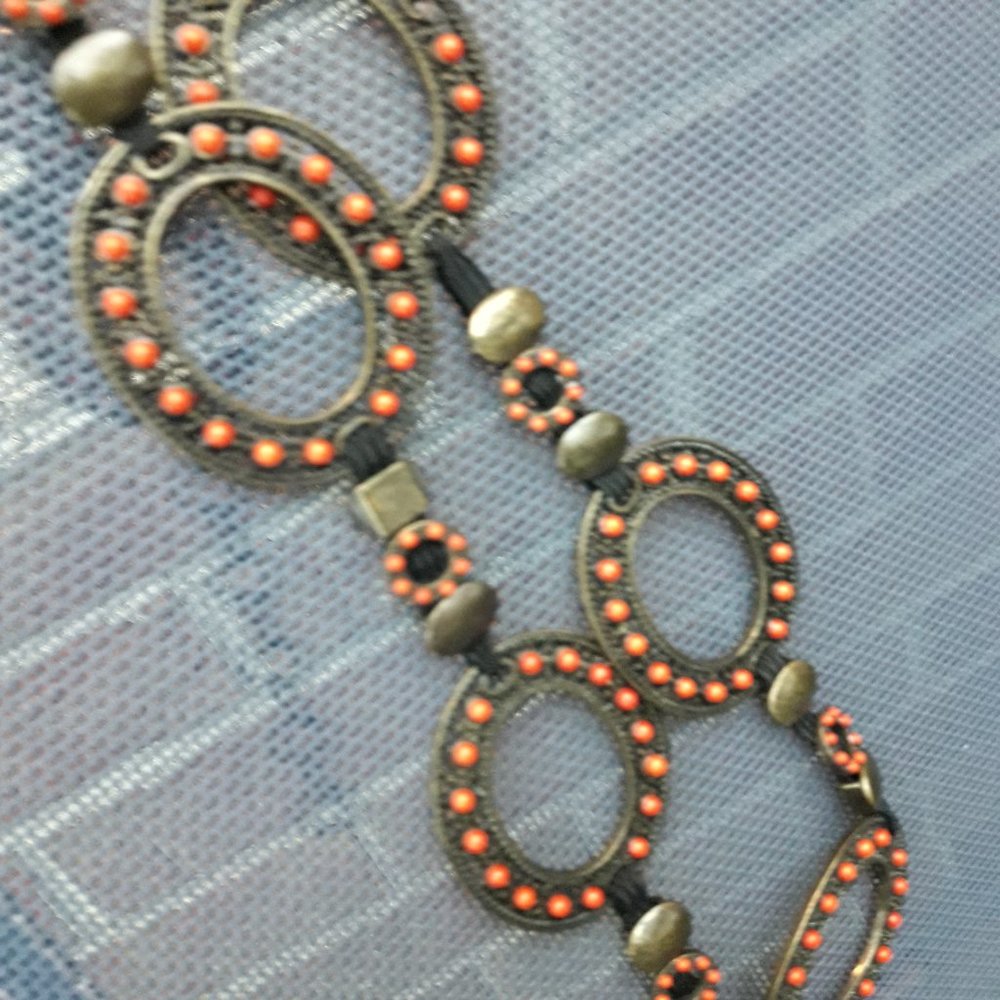 Metal Chain Link Belt Vintage Art Deco Round Circle Cosplay Gypsy Retro 90s - Picture 10 of 15